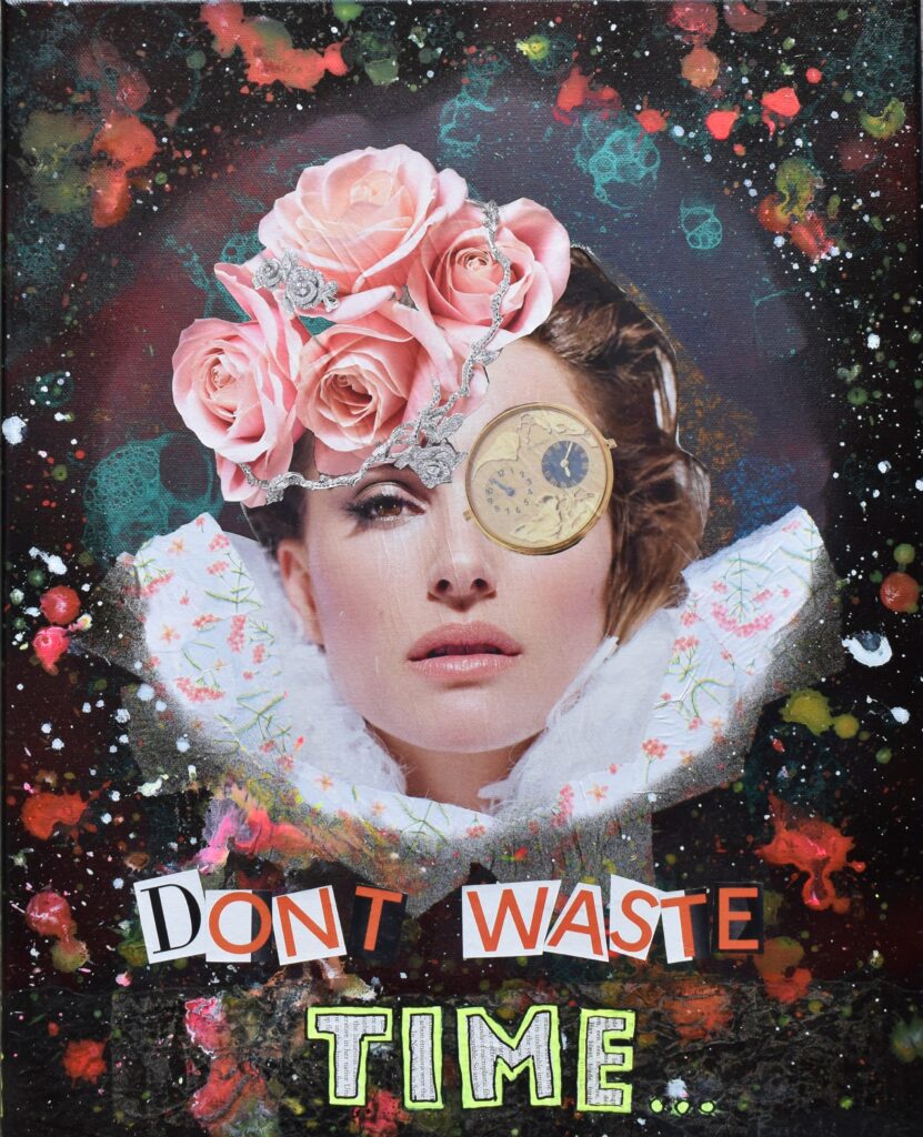 Don't waste time kunstværk collage om tid og klima