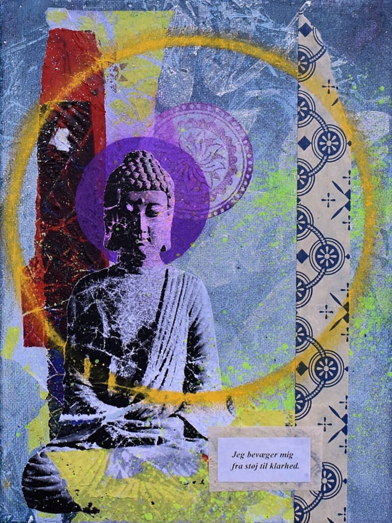 Buddha IX – mixed media collage af Baryhl Art
