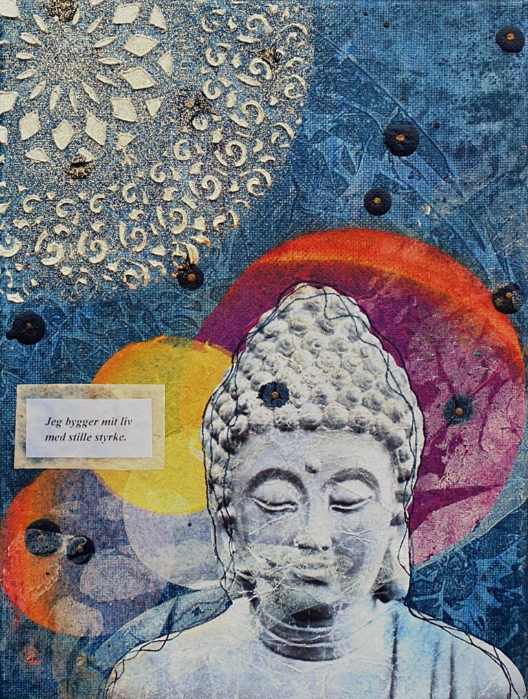 Buddha IX – mixed media collage af Baryhl Art