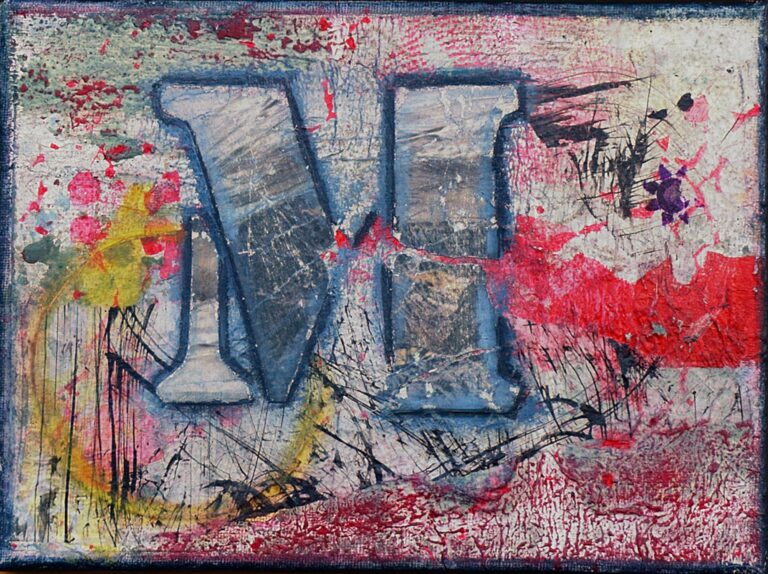 M - mixed media collage af Baryhl Art